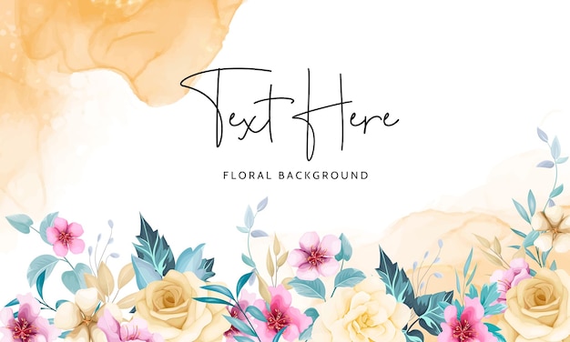 Elegant Floral Background with Handwritten Text and Watercolor Blooms ...