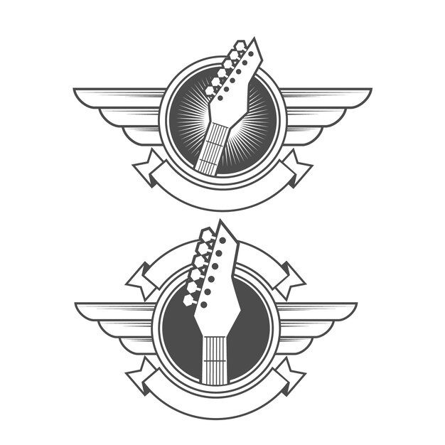 Winged Musical Instruments Emblem with Ribbon Accents | Jiffy Designs