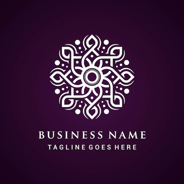 Elegant Ornate Floral Emblem on Regal Purple Background | Jiffy Designs