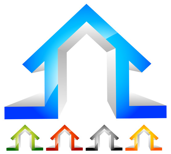 3d House, Home Symbols, House Icons. 5 Colors | Jiffy Designs