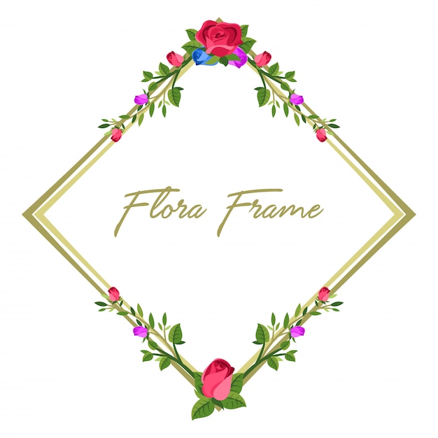 Elegant Floral Frame with Vibrant Roses and Greenery | Jiffy Designs