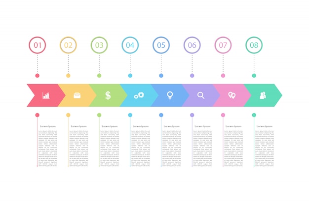 Vibrant Timeline Infographic with Colorful Shapes and Icons | Jiffy Designs