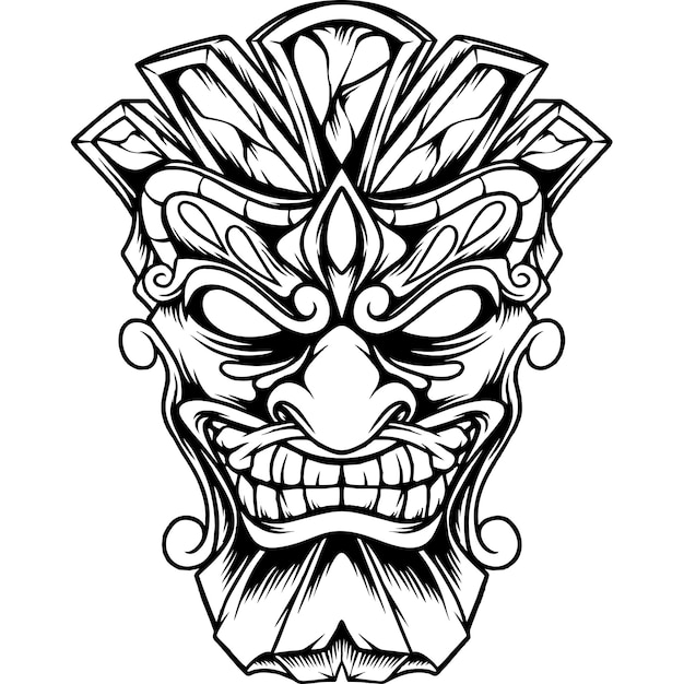 Intricate Tribal Tiki Mask with Ornate Patterns | Jiffy Designs