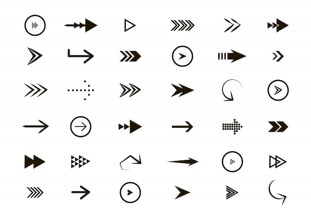 Diverse Monochrome Arrows and Directional Symbols Illustration | Jiffy ...
