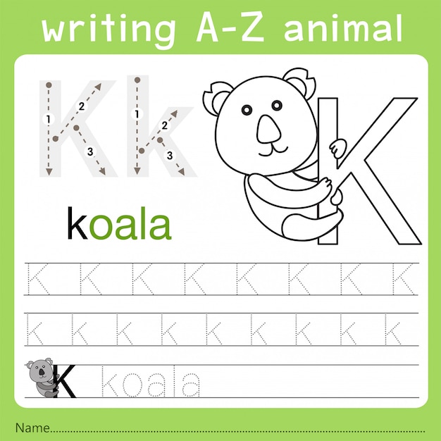 Koala illustration for children's alphabet and writing practice | Jiffy ...