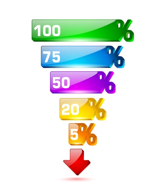 Vibrant Percentage Indicators with Directional Arrow | Jiffy Designs