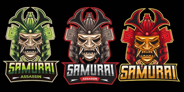 Fierce Samurai Assassin Emblem Collection with Vibrant Color Schemes ...