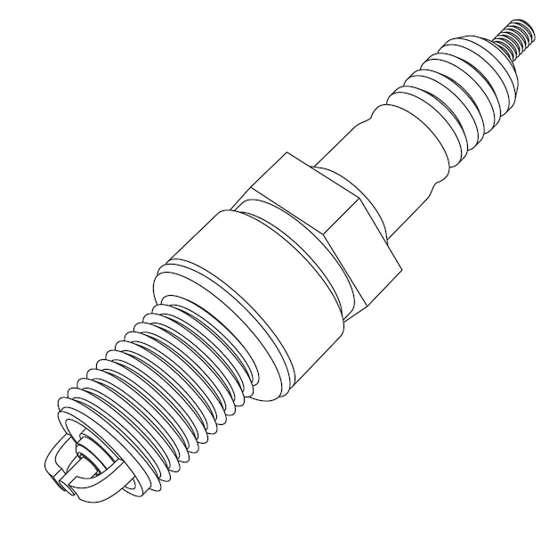Detailed Illustration of a Metallic Spark Plug Device Jiffy Designs