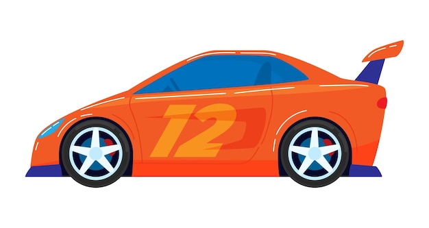 Vibrant Orange Race Car with Bold Number 12 Design | Jiffy Designs
