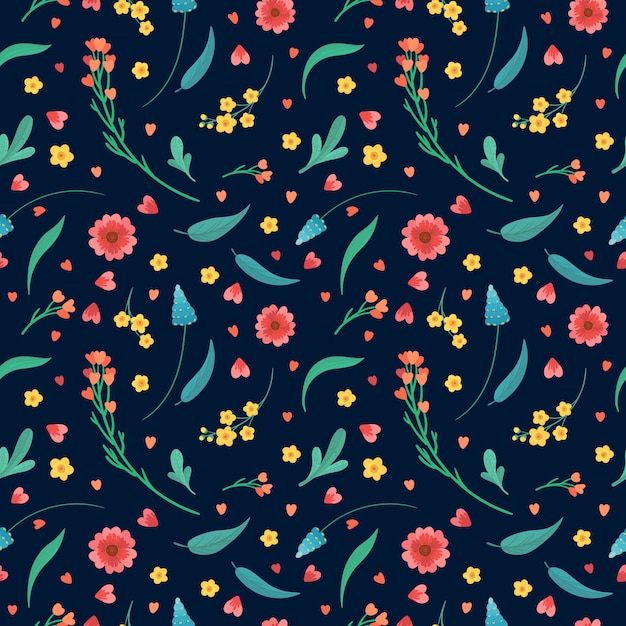 Vibrant Floral Pattern with Colorful Blooms and Leaves | Jiffy Designs