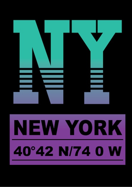Vibrant New York City Typography Design with Coordinates | Jiffy Designs