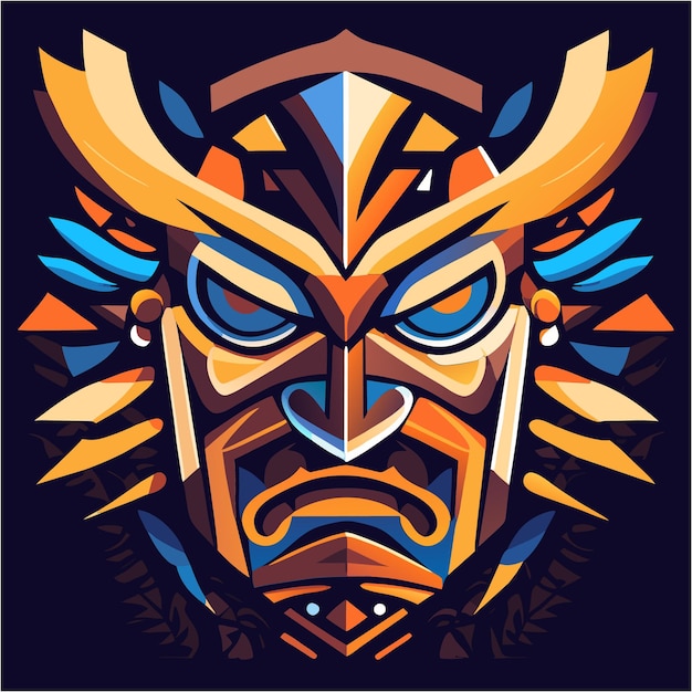 Fierce Tribal Mask with Vibrant Geometric Patterns | Jiffy Designs