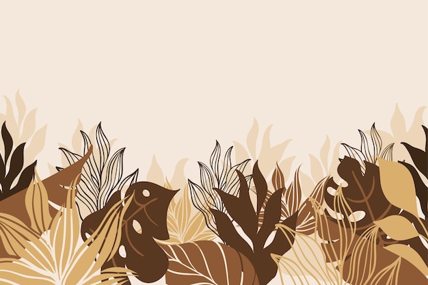 Elegant Earthy Toned Floral Pattern with Leaves and Curves | Jiffy Designs