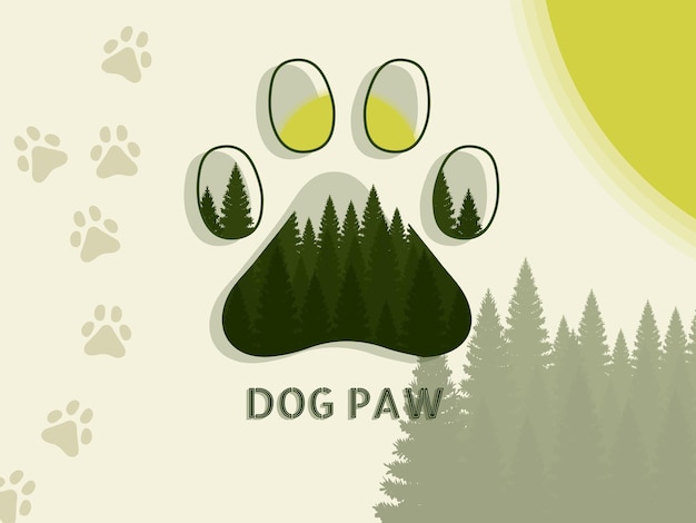Serene Wilderness Paw Print with Evergreen Forest Silhouette | Jiffy ...