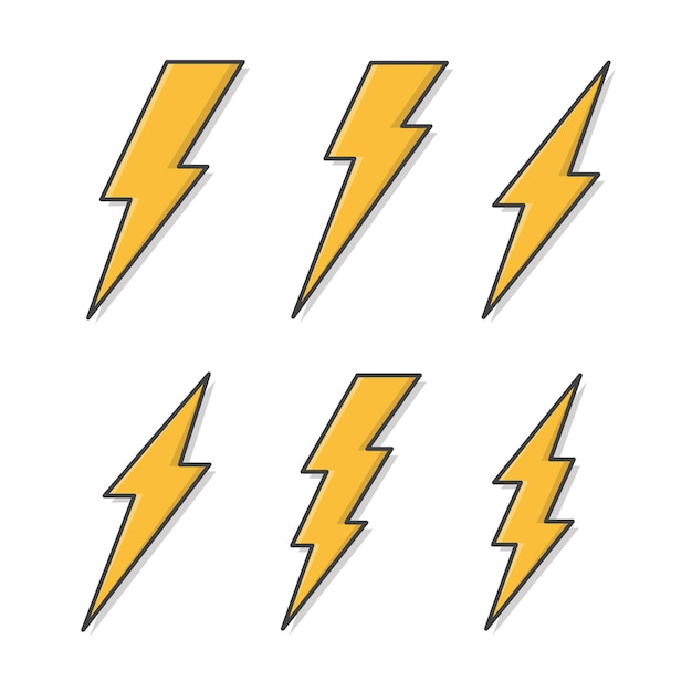 Vibrant Lightning Bolt Icons in Retro Comic Style | Jiffy Designs