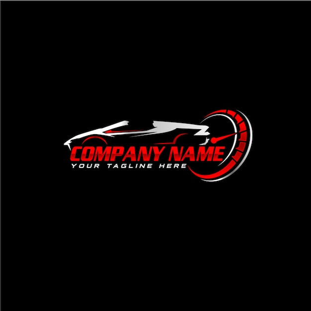 Sleek Red and Black Automotive Logo with Swooping Design | Jiffy Designs