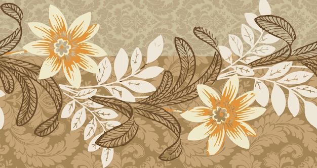 Elegant Floral Motif with Intricate Leaf Patterns | Jiffy Designs