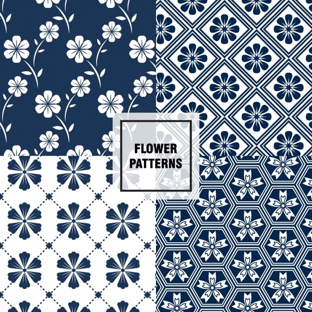 Elegant Navy Blue Floral and Geometric Pattern Collection | Jiffy Designs