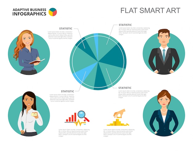 Flat Smart Art Business Infographic with Character Illustrations ...