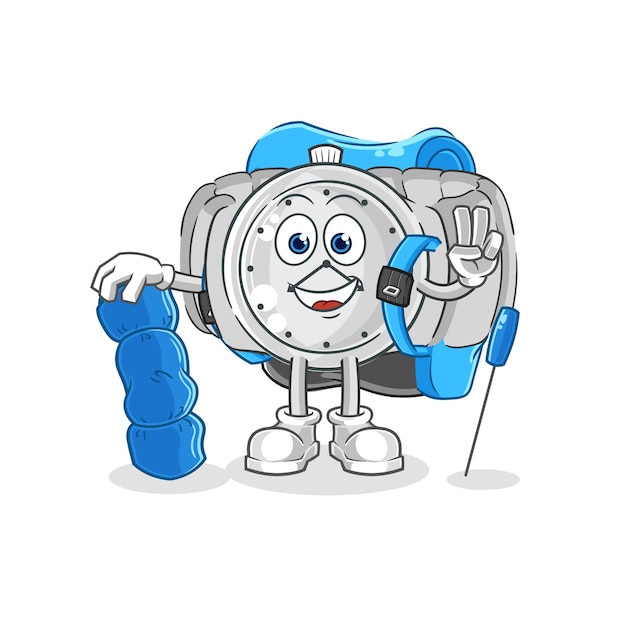 Friendly Alarm Clock Character Holding Cleaning Supplies | Jiffy Designs