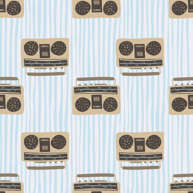Retro Boombox Pattern with Striped Background | Jiffy Designs