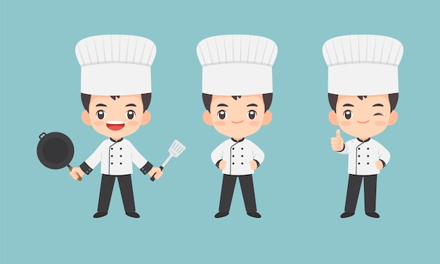 Cheerful Chefs in Crisp White Uniforms Wielding Cooking Tools | Jiffy ...