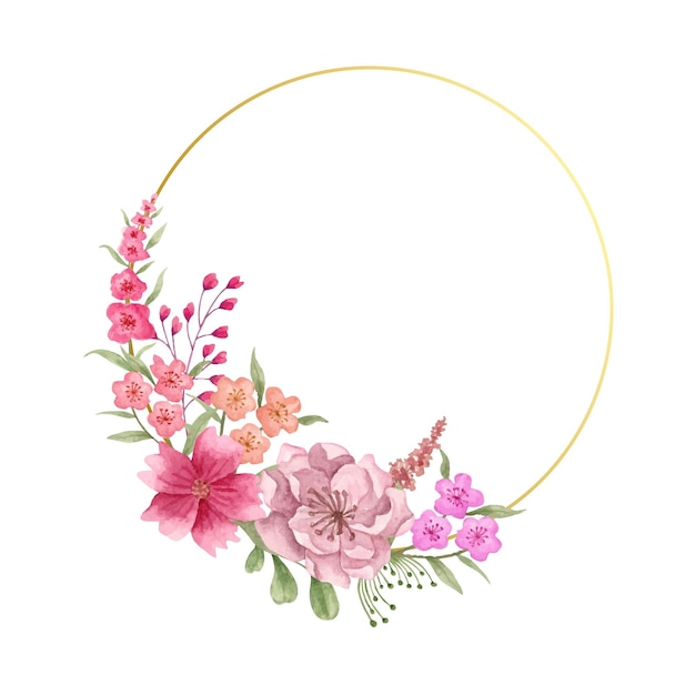 Vibrant Floral Wreath with Golden Circle Frame | Jiffy Designs