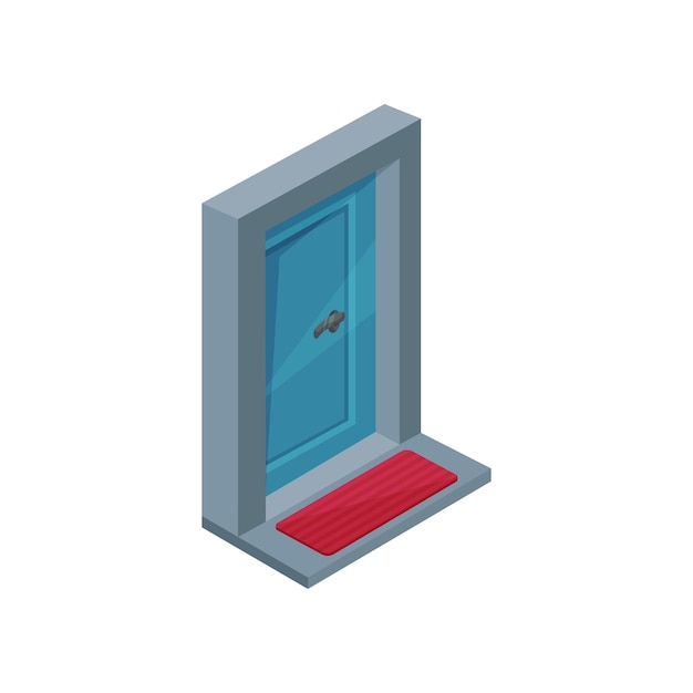 Vibrant Isometric Doorway with Textured Surfaces | Jiffy Designs