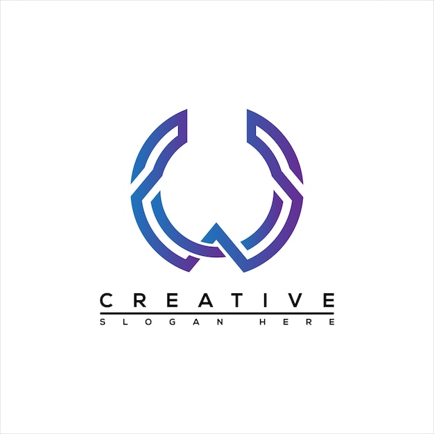 Elegant Interlocking Letter W Logo in Vibrant Blue Tones | Jiffy Designs