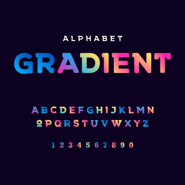 Vibrant Gradient Alphabet with Stylized Lettering and Numbers | Jiffy ...
