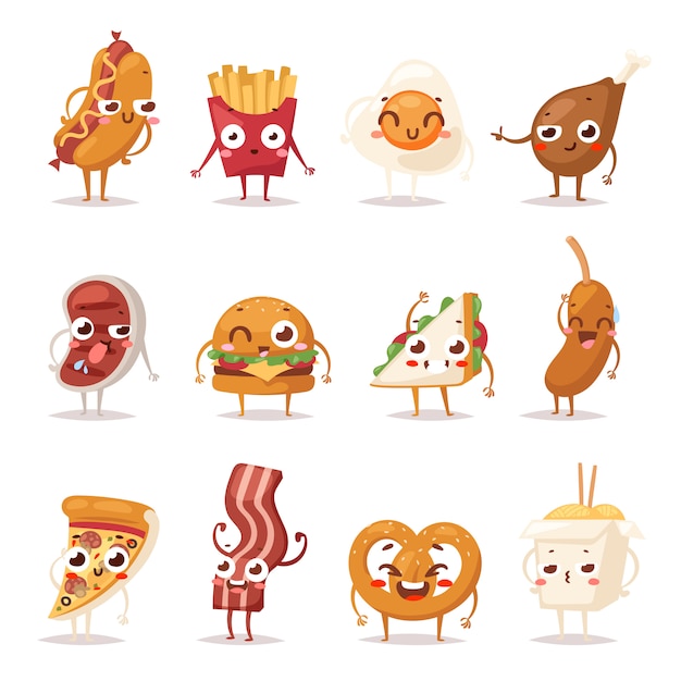 Vibrant Collection of Playful Food Character Icons | Jiffy Designs