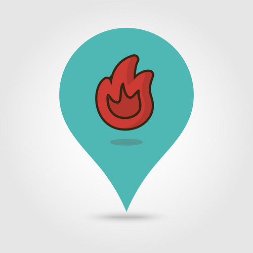 Fire Map Pin Icon, Map Pointer, Vector Illustration Eps 10 | Jiffy Designs