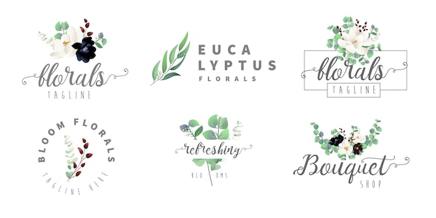 Elegant Floral Logos with Botanical Elements and Calligraphy | Jiffy ...