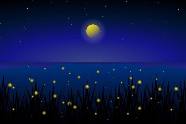 Enchanting Fireflies Illuminate the Serene Moonlit Meadow Jiffy Designs