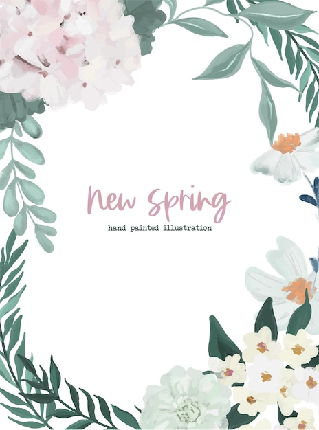 Delicate Floral Frame with 'New Spring' Text Illustration | Jiffy Designs