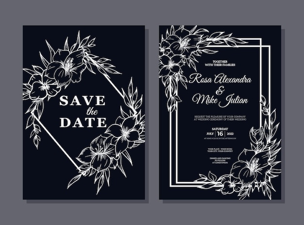 Elegant Floral Frame Save the Date Invitation | Jiffy Designs