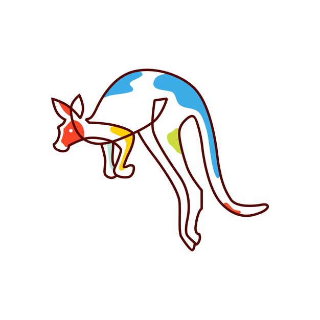 Colorful Kangaroo Illustration with Abstract Line Art Style | Jiffy Designs