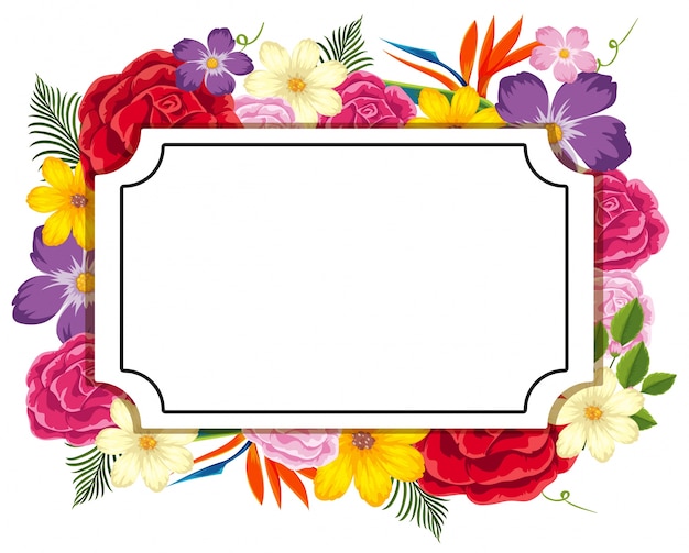 Vibrant Floral Frame with Tropical Flowers and Leaves | Jiffy Designs