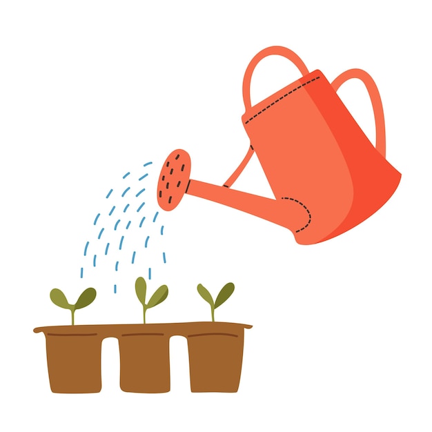 Watering Can Nourishing Seedlings in Planters Jiffy Designs