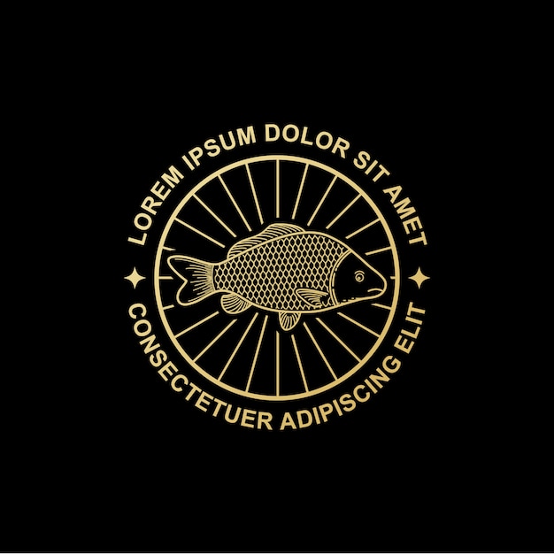 Radiant Golden Fish Emblem with Sunburst Motif | Jiffy Designs