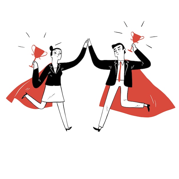 Stylish Figures in Vibrant Attire Celebrating with Enthusiasm | Jiffy ...