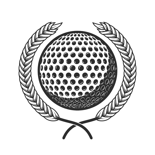 Elegant Golf Ball Emblem with Laurel Wreath | Jiffy Designs