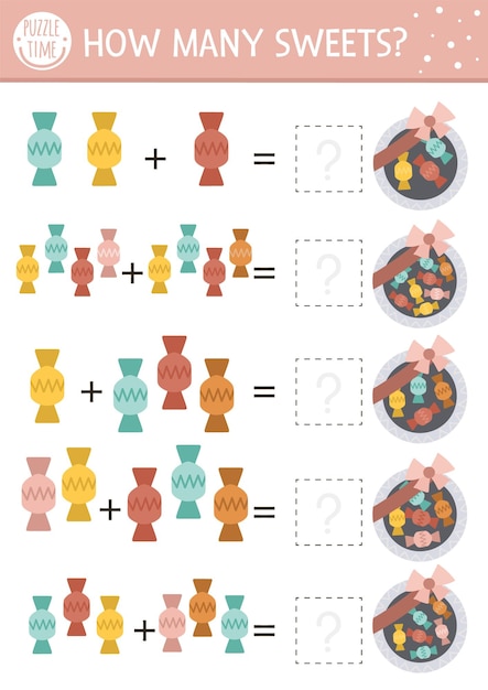 Colorful Candy Counting Worksheet with Bunny Jellies and Sweets | Jiffy ...