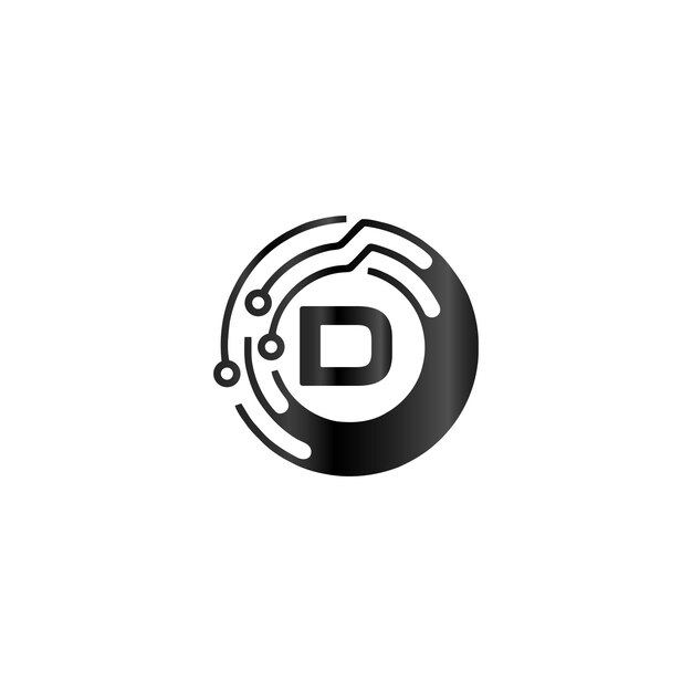 Sleek Digital Letter D with Futuristic Circuit Design | Jiffy Designs