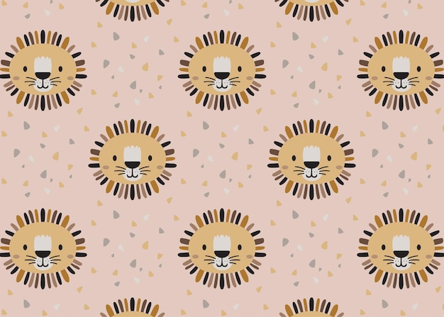 Charming Lion Faces in Playful Polka Dot Pattern | Jiffy Designs