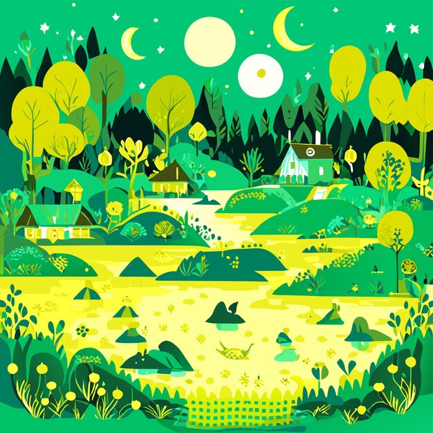 Enchanting Woodland Landscape Under the Starry Night Sky | Jiffy Designs