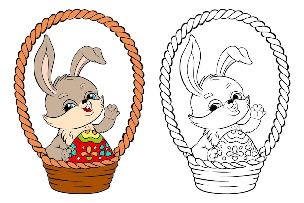 Cute Bunny in Woven Basket with Easter Eggs | Jiffy Designs