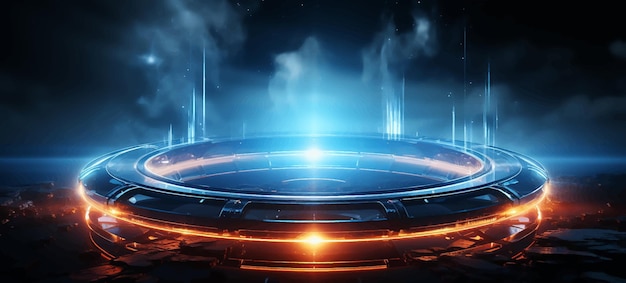 Futuristic Holographic Interface Shimmering in the Cosmic Void | Jiffy ...