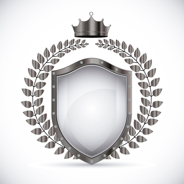 Regal Shield Emblem with Laurel Wreath and Crown Embellishments | Jiffy ...