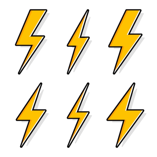 Vibrant Lightning Bolt Symbols in Bold Yellow and Black | Jiffy Designs